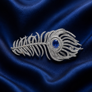 Blue Stone Diamond Morpich Brooch