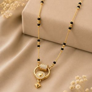 Elegant Gold Black Bead Mangalsutra Necklace