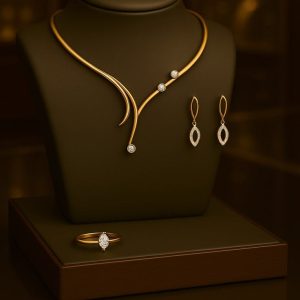 Luxury Gold Jewelry Set | Elegant Necklace, Earrings & Ring Collection