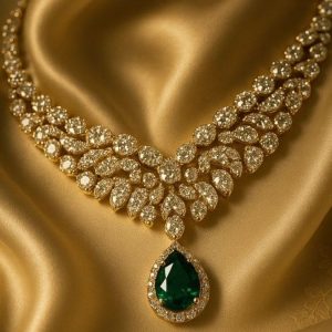 merald Elegance Necklace Royal Green Glow Golden Luxe Emerald Drop